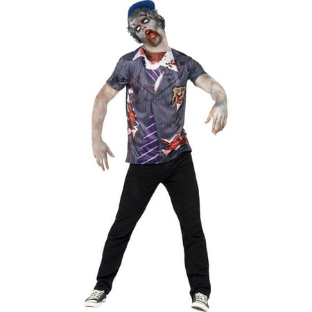 Adult Zombie Schoolboy T-Shirt and Cap with Sublimation Costume