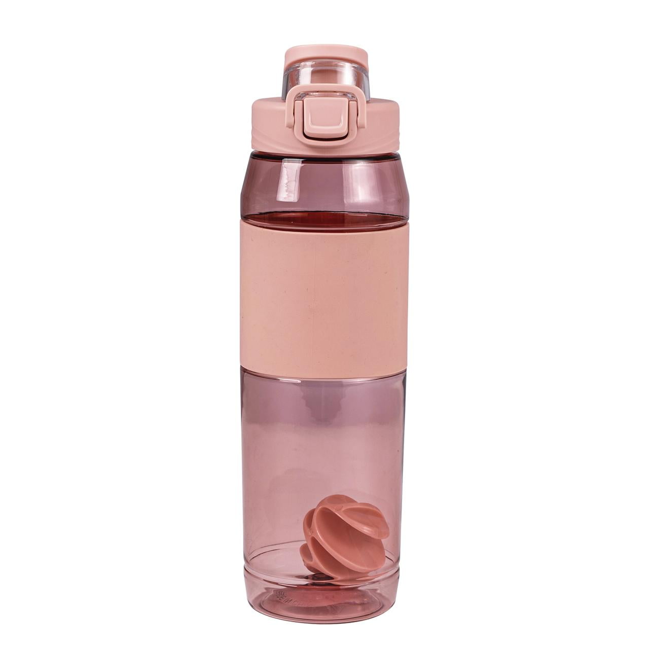 Mainstays 32 Fluid Ounces Shaker Water Bottle, Pink, with Ball, Tritan