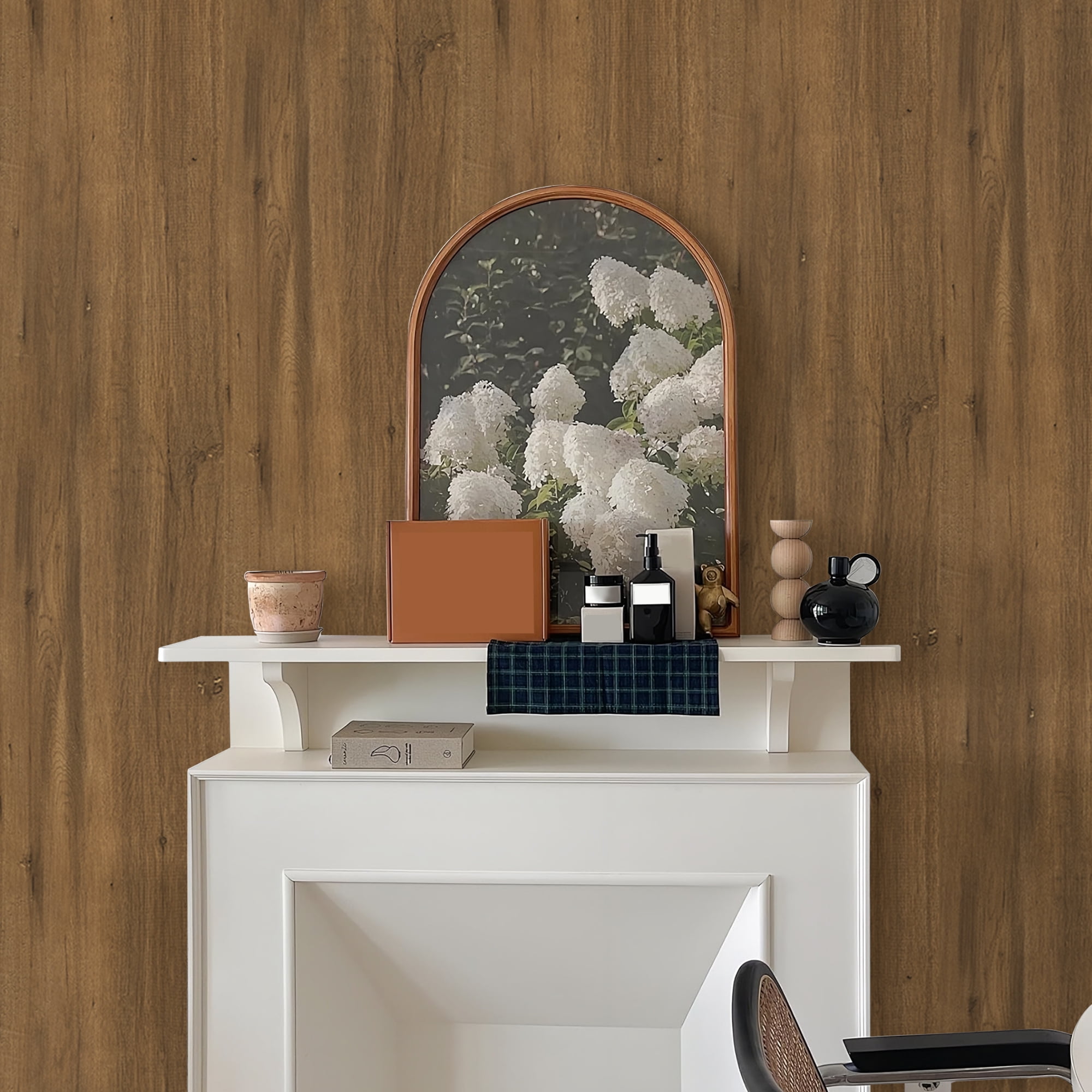 Abyssaly Wood Wallpaper, Peel and Stick Wallpaper Self-Adhesive Removable Contact Paper for Cabinets, Home Decoration, Wall Covering, Antique Furniture Renovation