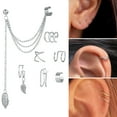 thumbnail image 5 of Cheers US 7 Pcs/Set Ear Ear Cuff for Women, Fake Cartilage Earrings Set Wave Cuff Earrings Helix Wrap Ear Clip Tassel Threader Earrings, 5 of 7
