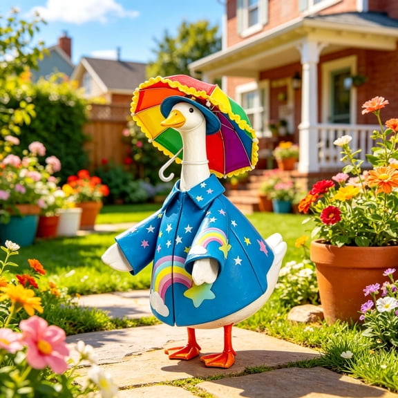 AuroraX 23 inch Porch Goose Outfits 19" Porch Goose Outfits for all The Seasons Summer Raincoat Seasonal Lawn Garden Decor Outdoor Porch Goose Accessories Blue