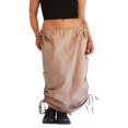 thumbnail image 1 of Women Casual Long Skirt  Drawstring Waist Solid Color Pockets Loose Straight Cargo Skirt, 1 of 6