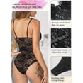 thumbnail image 5 of popiv Women's Bodysuit Sexy Eyelash Lace Corset Top Naughty Snap Crotch Teddy Lingerie,Black，S, 5 of 7
