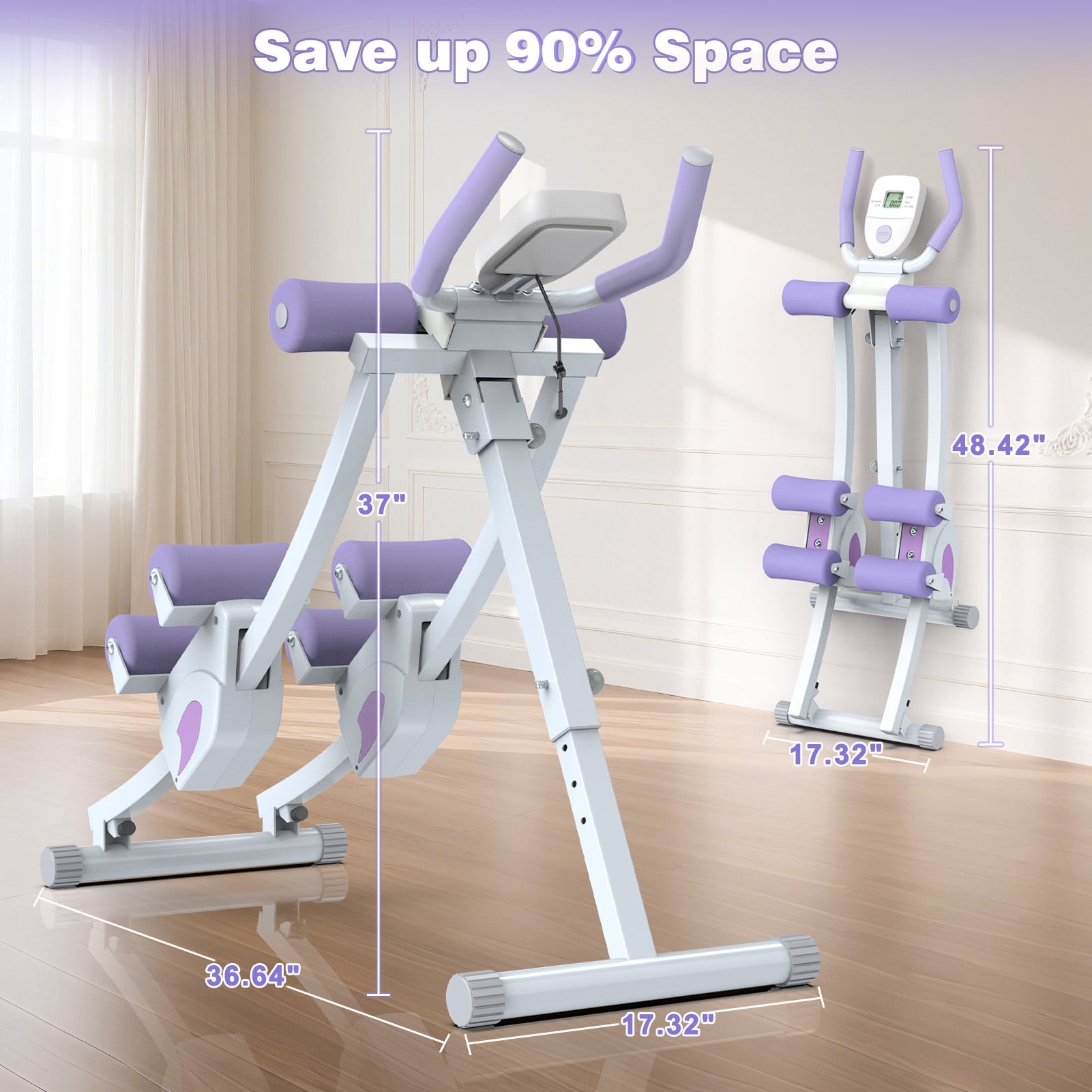 GIKPAL Fitness Ab Machine, 4 Adjustable Resistance Levels Ab Workout Equipment for Home Gym, Height Adjustable Ab Trainer, Foldable Fitness Equipment.440lbs Weight Capacity