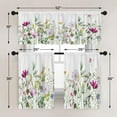 thumbnail image 2 of Spring Flower Kitchen Window Curtains Valance and Tier Set 36 Inch, Pink and Purple Floral 3 Piece Set Short Curtains for Window, Summer Window Treatment Tiers for Living Room Bedroom, 2 of 6