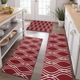 thumbnail image 2 of Burgundy and White Wavy Pattern Kitchen Rugs Sets Of 3,Kitchen Runner Rugs Non Skid Washable,Decorative Kitchen Floor Mats for Kitchen,Sink,Laundry,17"x30"+ 17"x47" + 17"x59", 2 of 6