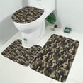 thumbnail image 2 of Green Brown Camo Classic Shapes Pattern Bathroom Rugs Sets 3 Piece,Toilet Cover Set,Absorbent Non Slip Bathroom Mats Sets with U-Shaped Contour Rug Toilet Rug Set, 2 of 5