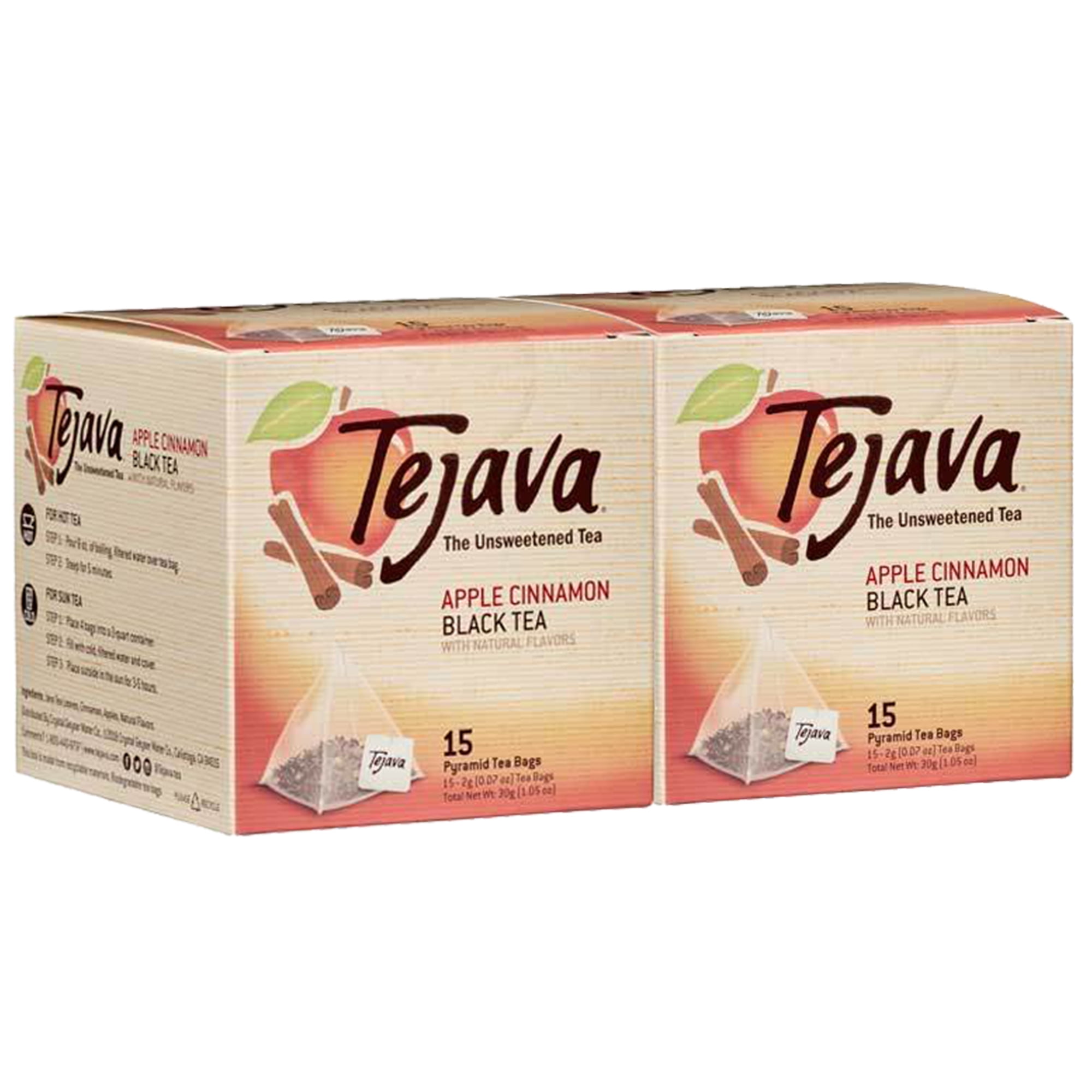 Tejava Black Tea Bags, Apple Cinnamon, 30 Pack, Unsweetened, NonGMO
