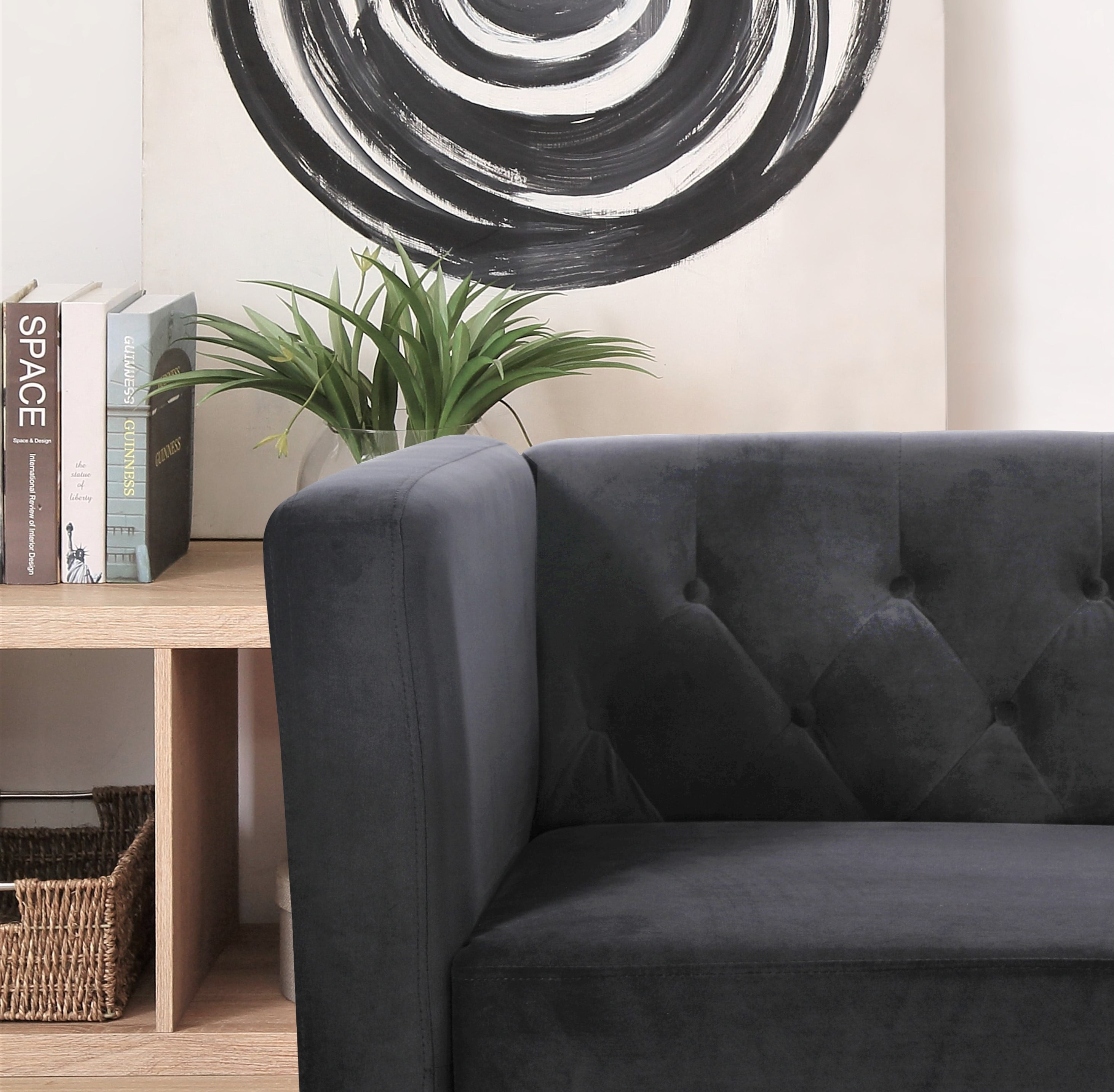 Uspridefurniture Omnisphere 33.07'' Velvet Square Armchair -Black
