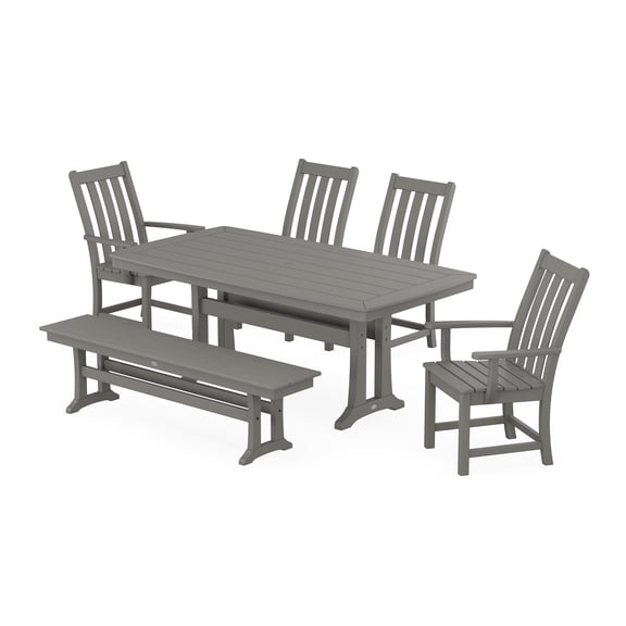POLYWOOD Vineyard 6-Piece Dining Set with Trestle Legs in Slate Grey
