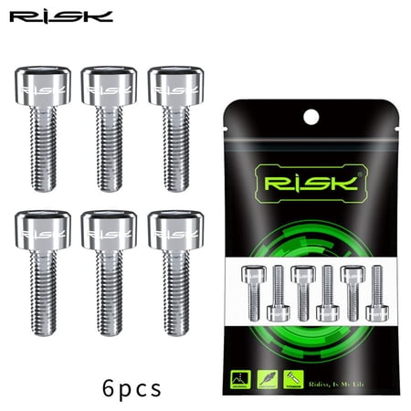 6PCS M5x16mm MTB Steering Handlebar Titanium Alloy Bike Parts with Washer Stem Screws Titanium Bolt TITANIUM