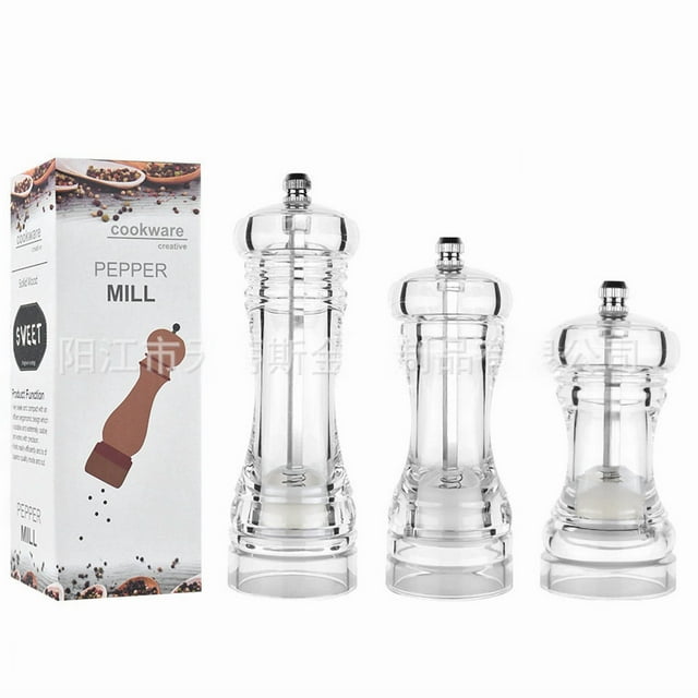 5-inch Clear Acrylic Manual Spice Grinder – Versatile Kitchen Tool for Peppercorns, Cumin, Herbs, Nuts & Chocolate – Transparent Design, Durable & Easy to Clean, PP Bag Packaging