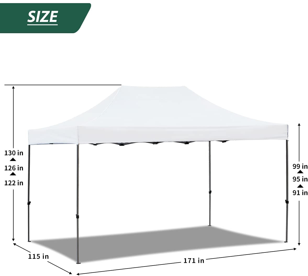 Hommow 10' x 15' Pop Up Canopy Tent Outdoor Tents for Parties with Roller Bag and 4 Sand Bags