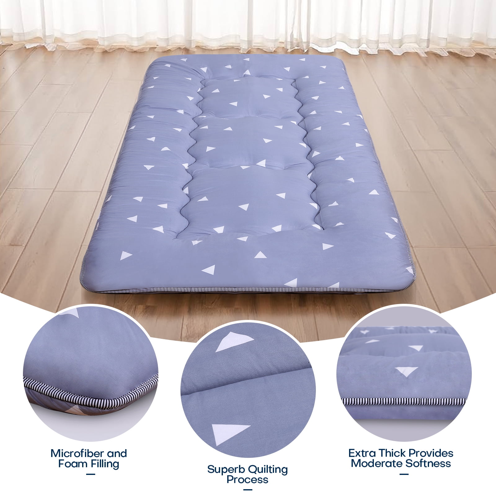 Lovote 4" Thick Floor Mattress - Japanese Futon Tatami Pad, Roll-Up Sleeping Mat for Guest/Bedroom