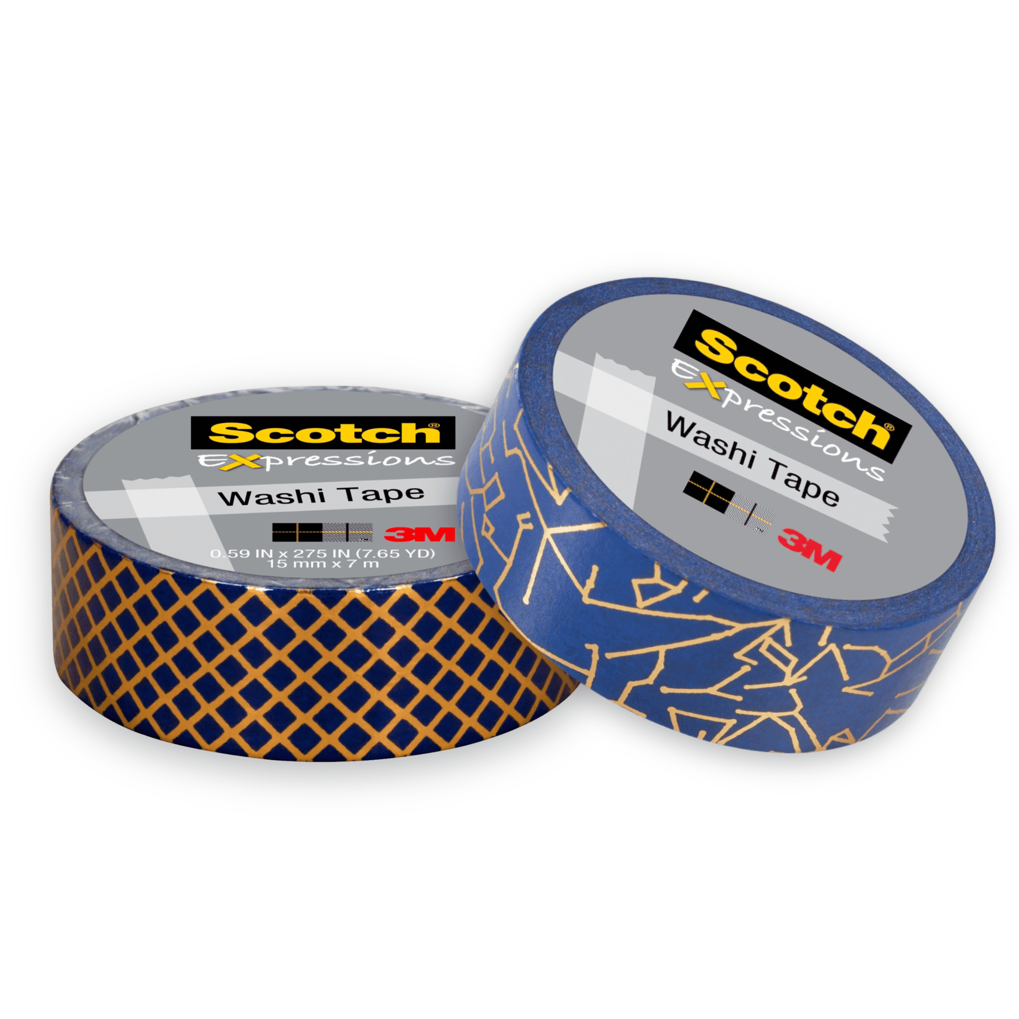 Scotch Expressions Foil Washi Tape: 0.59 in. x 393 in. (Navy Blue & Gold) [6-pack]