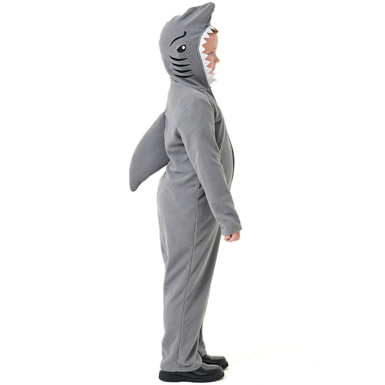 Shark Costume Kids Grey Hooded Jumpsuit Shark Costume Kids Grey Hooded Jumpsuit