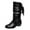 Black, variant on Fesfesfes Boots Women Knight Boots Low Heel Round Head Back Lace Up Warm Mid Sleeve Snow Boots 9.5(43)