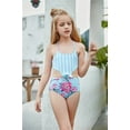thumbnail image 5 of Hienoo Girls One Piece Swimsuit Cute Halter Swimwear Beach Bathing Suit for Kids, 5 of 7