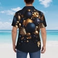 thumbnail image 4 of Fotbe Elegant Golden Blue Ornaments Camisa Hawaiana para Hombre Unisex – Camisa Casual de Verano con Botones de Manga Corta de Algodón y Lino,X-Large, 4 of 7