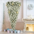 thumbnail image 3 of 6FT Upside Down Artificial Christmas Tree with White Flocked, Pre-lit Xmas Tree with 360 LED Lights and 8 Golden Stars, Christmas Hinged Spruce Full Tree, for Home Office Festive Decor, 3 of 9