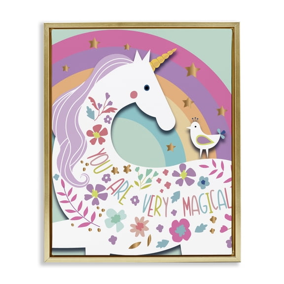 Stupell Industries Bohemian You Are Very Magical Unicorn Gold Floating Frame Canvas Art, 25 x 31, by Andrea Jasid Grassi