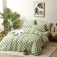 thumbnail image 3 of Verde Blanco Plaid Funda Nórdica Rey Verde Claro Beige Rejilla Ropa de Cama Checkerboard, 3 of 7