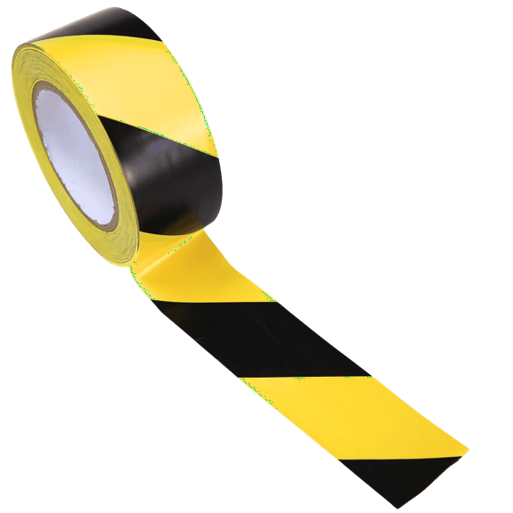 Harrier Hardware PVC Striped Safety Warning Tape, Black & Yellow, 2" x 60 Yards