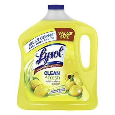 Lysol Multi-Surface Cleaner, Sanitizing and Disinfecting Pour, to Clean and Deodorize, Sparkling Lemon and Sunflower Essence, 90 Fl Oz