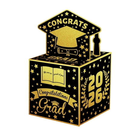 2026 Graduation Money Paper Box with Pull Out Card 5 Inch Class of 2026 Money Gift Boxes for High School College Graduates Party Celebration