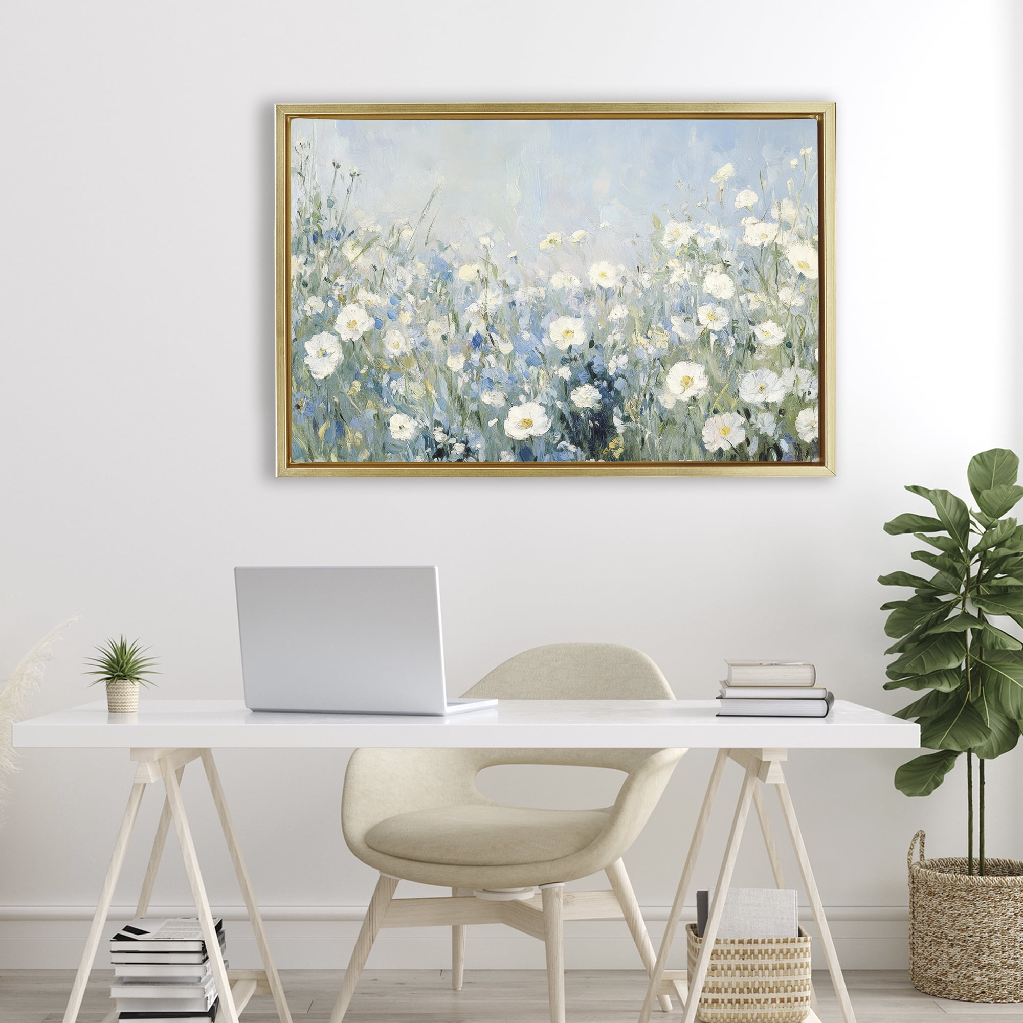 Stupell Industries Meadow Foliage Dream Gold Framed Floater Canvas Wall Art, design by Petal Prints Design