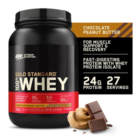 Optimum Nutrition, Gold Standard 100% Whey Protein Powder, 24g Protein, Chocolate Peanut Butter, 2 lb, 30 Servings