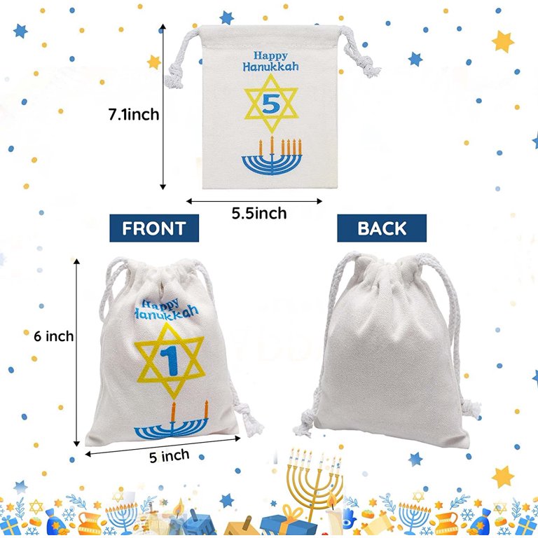 8 Nights of Hanukkah Gift Bags, 8 pack Hanukkah Countdown Calendar  Drawstring Bags Festival of Lights Burlap Favor Bag for Kids Chanukah  Hanukkah Decorations(Menorah Design) - Walmart.com