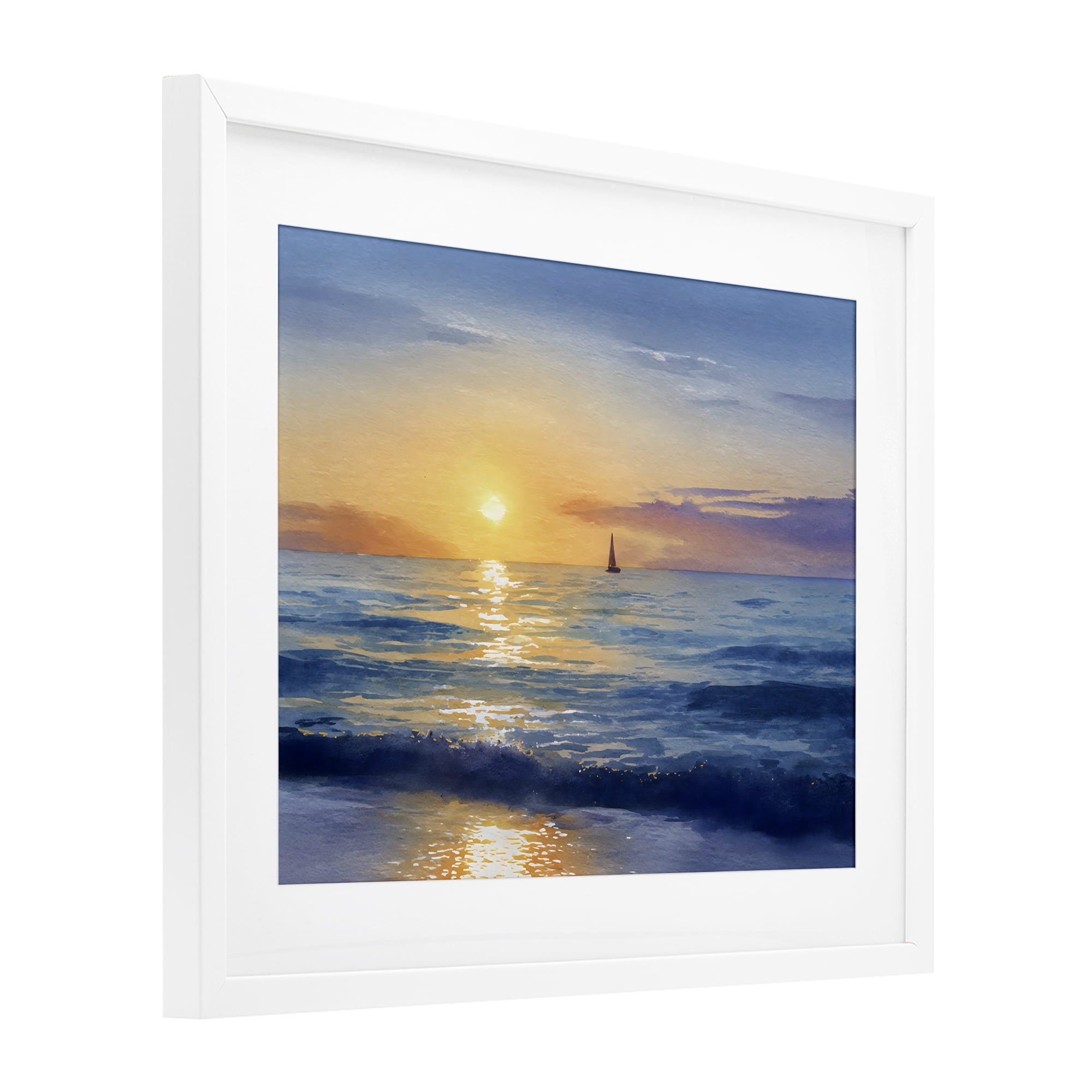 Stupell Industries Sails To The Sun At Sea White Framed Print Under Glass, design by Franklyn Gregory