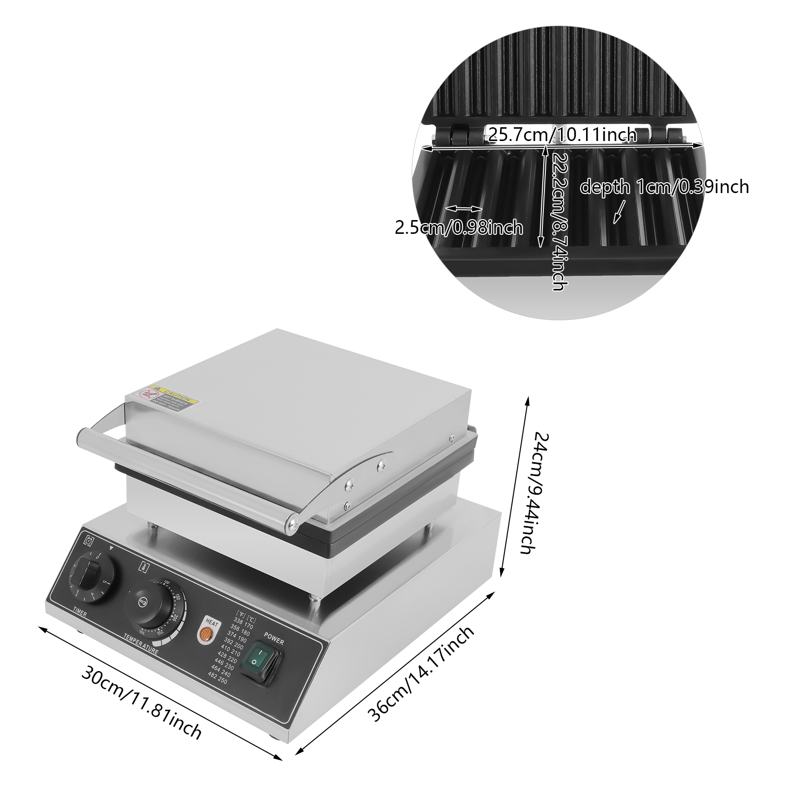 8 Pcs Commercial Waffle Maker Teflon Waffle Stick Maker 1500w Stainless Steel for Fast Food Restaurants