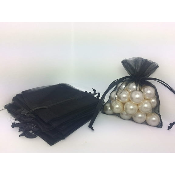 3" X 4" Black Organza Bags (24 Pieces)