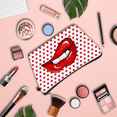 thumbnail image 2 of Makeup 3D Red Lips Printed Polyester Durable Cosmetic Pouch Travel Pouch Large Capacity Cosmetic Pouch with Zipper for Lipstick Eyeliner Cash Cards Purse, Red Lips (1 Pouch)., 2 of 7