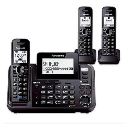 Panasonic KX-TG9542B + (1) KX-TGA950B DECT 6.0 Plus 2-Line Operation Bluetooth Enabled 3 Handset Cordless Phone