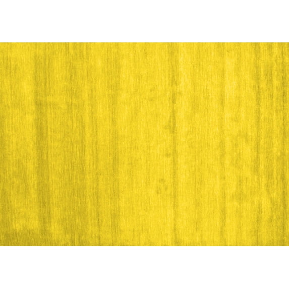 Ahgly Company Machine Washable Indoor Rectangle Solid Yellow Modern Area Rugs, 2' x 4'