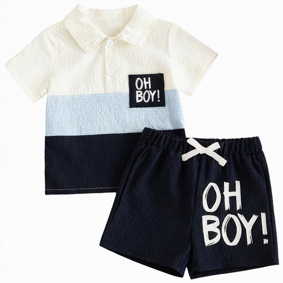 mgoYE Baby Boy Clothes 6-9 Months Toddler Infant Baby Boys Summer Outfits 6 12 18 24 Months 2 3 4 T Boy Short Sleeve Shirt Tops Summer Shorts Set(Black,6-12 Months)