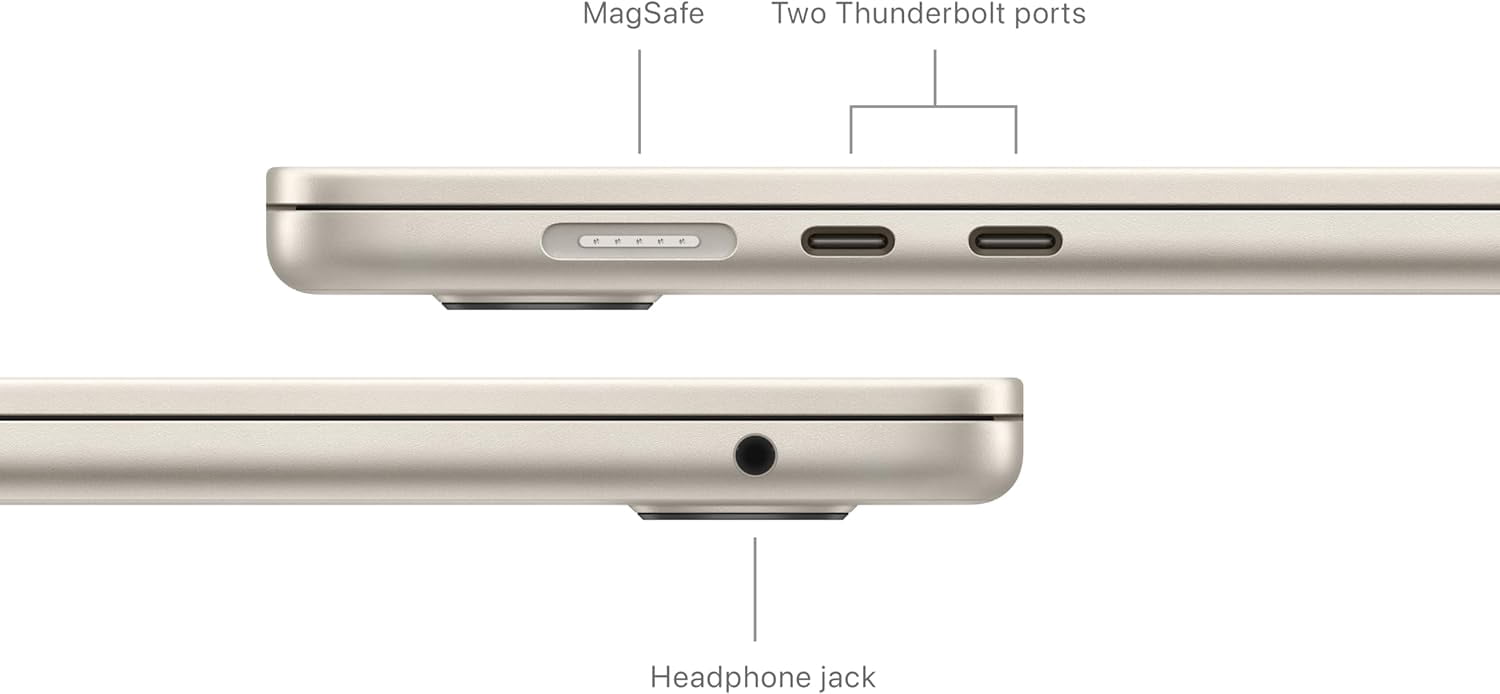 Restored Apple 15.3" MacBook Air Apple M3 Chip 8-core CPU 10-core GPU 16GB RAM 512GB SSD Early 2024 - Starlight thumbnail 12