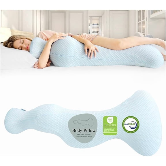 Mermaid Body Pillows for Adults, Cooling Long Pillow Bed, One Piece Full Pillow, Big Memory Foam Firm Side Sleepe, Soft Hugging Bodypillow Pregnancy