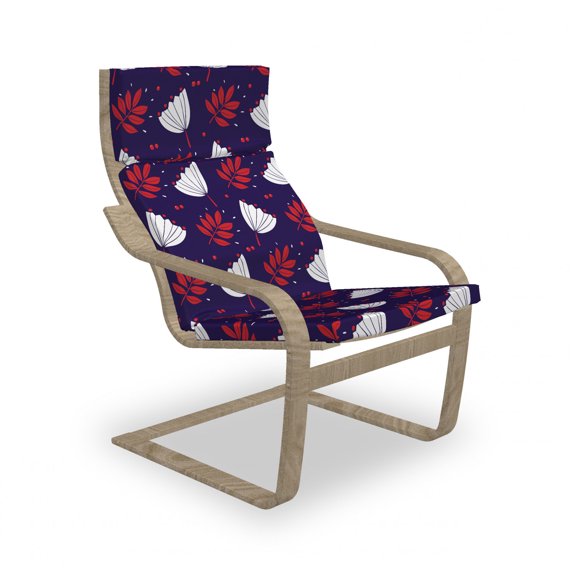 Floral Armchair Pad and Slipcover, Ethnic Style Flower Bouquets Motif Traditional Ottoman Culture Art, 1 Piece Soft Cushion Replacement with Removable Cover, Red Indigo White, by Ambesonne