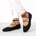 thumbnail image 3 of Rokment Knit Strappy Ballet Flat Dress Shoes for Women Spring Fall Casual Stretchy Square Toe Low Heels Slip on Mary Jane Loafers, 3 of 5