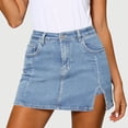 thumbnail image 3 of STETMN Women's Denim Mini Skirt, High Waist Side Slit Bodycon Skirt with Pocket Summer Casual Streetwear Clothing, 3 of 6