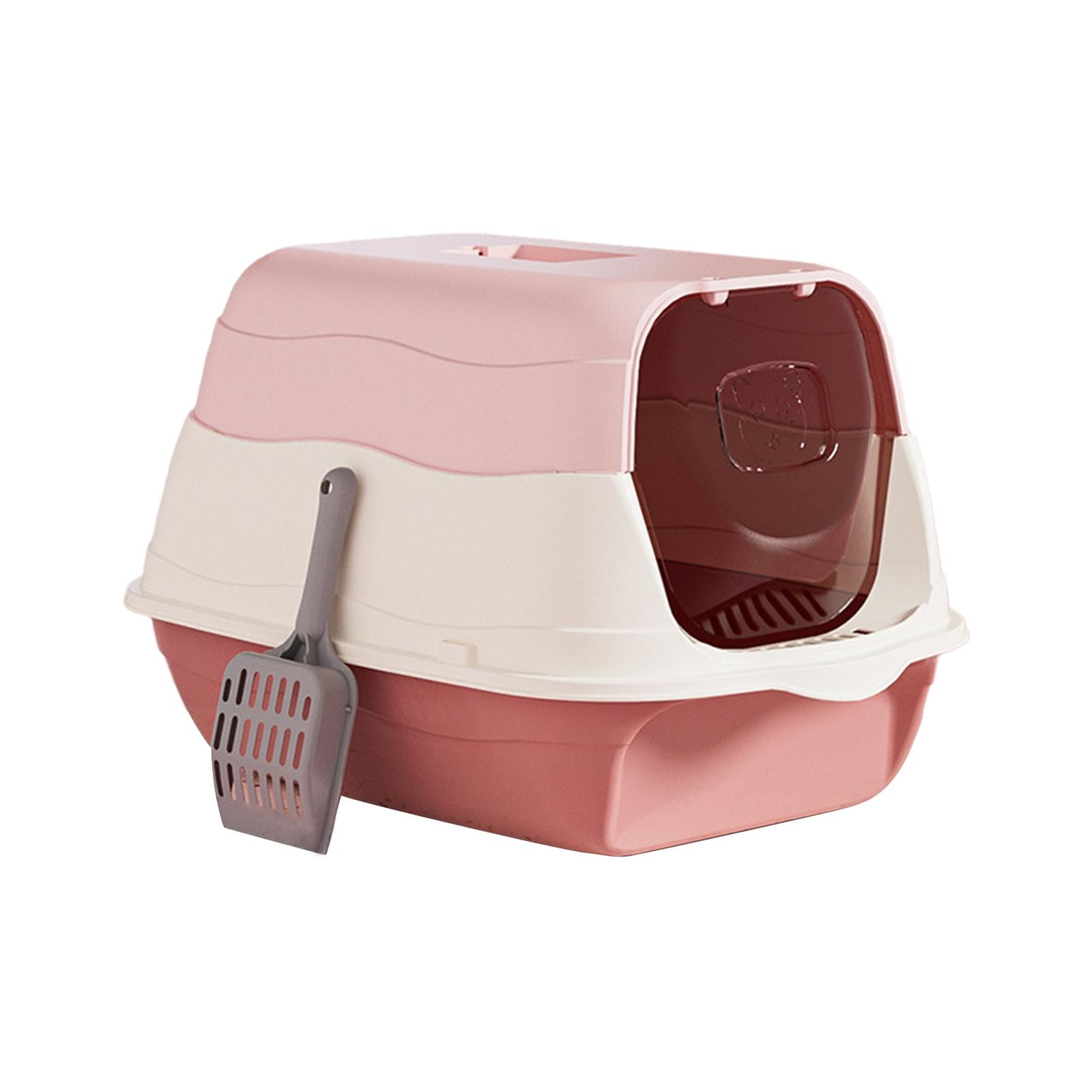 Bvdfgk Hooded Cat Litter Box Enclosed and Covered Cat Toilet Hooded Pet Litter Tray for Pink