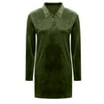 thumbnail image 6 of Maqroz Velvet Dress for Women Plus Size Casual Long Sleeve Button Lapel Shirt Dresses Party Cocktail Holiday Mini Dresses Vestidos De Mujer Elegantes Army Green L, 6 of 6