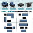 thumbnail image 5 of Walsunny 8 Pieces Patio Wicker Rattan Fire Pit Furniture Conversation Sets with Outdoor Sectional Sofa,45" Gas Propane Fire Pit Table,Glass Coffee Table,Black Rattan Blue Cushion, 5 of 8