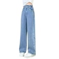thumbnail image 3 of Coerni Girls Fashion Baggy Wide Leg Jeans Straight Denim Pants with Pockets Spring Summer Ripped Denim Causal Trousers 5-13 Years, 3 of 5