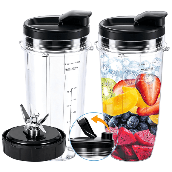 24oz Blender Cups & Blade Replacement Set Compatible with Ninja