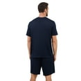 thumbnail image 4 of Qylux Men's Pajama Set Short Sleeve Crewneck Top & Shorts, Soft Lightweight Breathable Summer Knit Loungewear 2-Piece Set,M,Dark Blue, 4 of 10